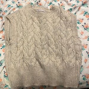 tan sweater vest braided